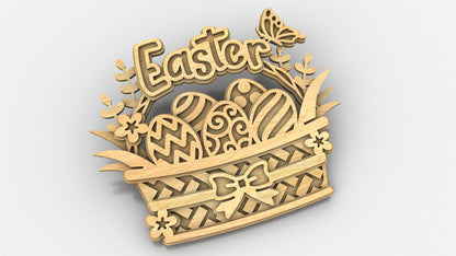 C254-Easter Basket Layered Scroll Saw Pattern - Alex Fox Patterns