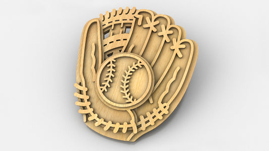 C255-Baseball Glove Layered Scroll Saw Pattern - Alex Fox Patterns
