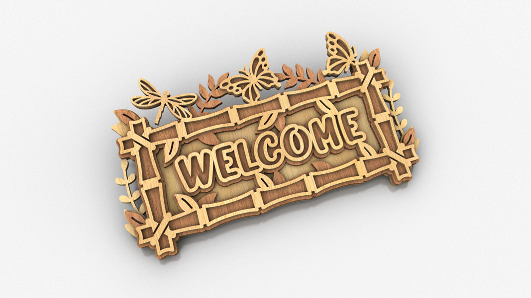 C256-Welcome Layered Scroll Saw Pattern - Alex Fox Patterns