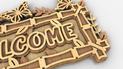 C256-Welcome Layered Scroll Saw Pattern - Alex Fox Patterns