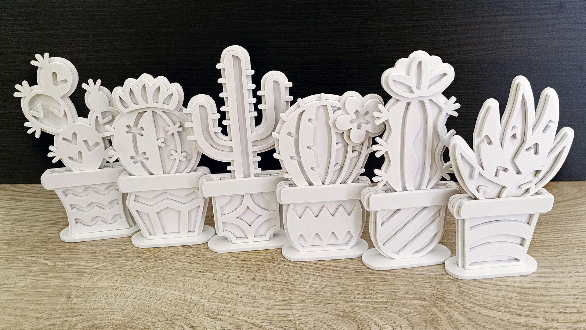 C257-Cactus Set Layered Scroll Saw Patterns - Alex Fox Patterns