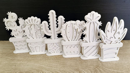 C257-Cactus Set Layered Scroll Saw Patterns - Alex Fox Patterns
