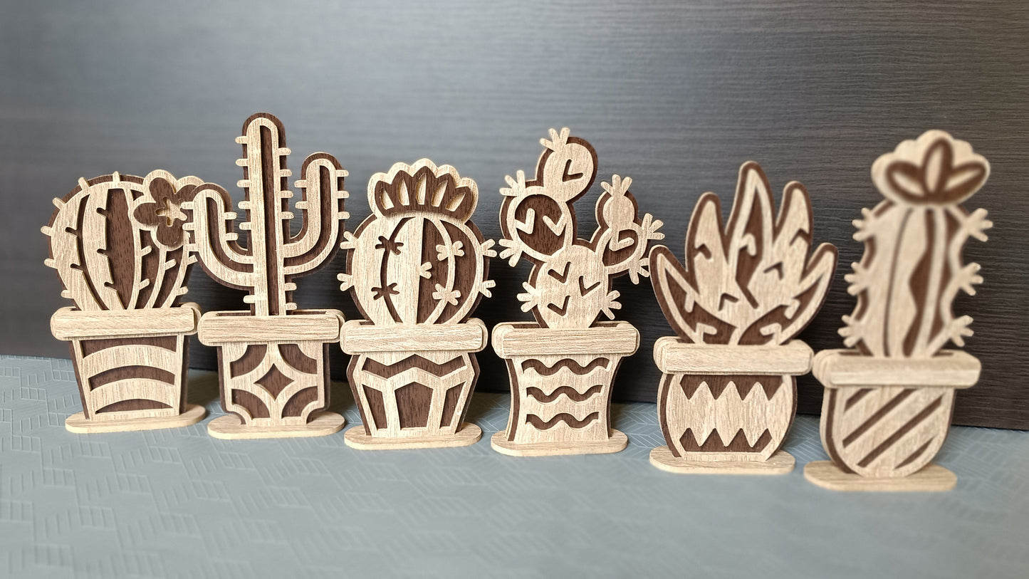 C257-Cactus Set Layered Scroll Saw Patterns - Alex Fox Patterns