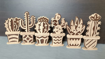 C257-Cactus Set Layered Scroll Saw Patterns - Alex Fox Patterns