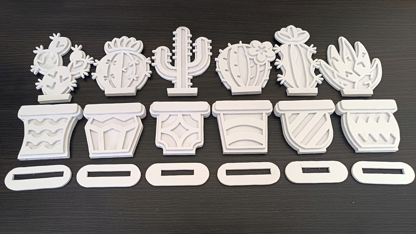 C257-Cactus Set Layered Scroll Saw Patterns - Alex Fox Patterns