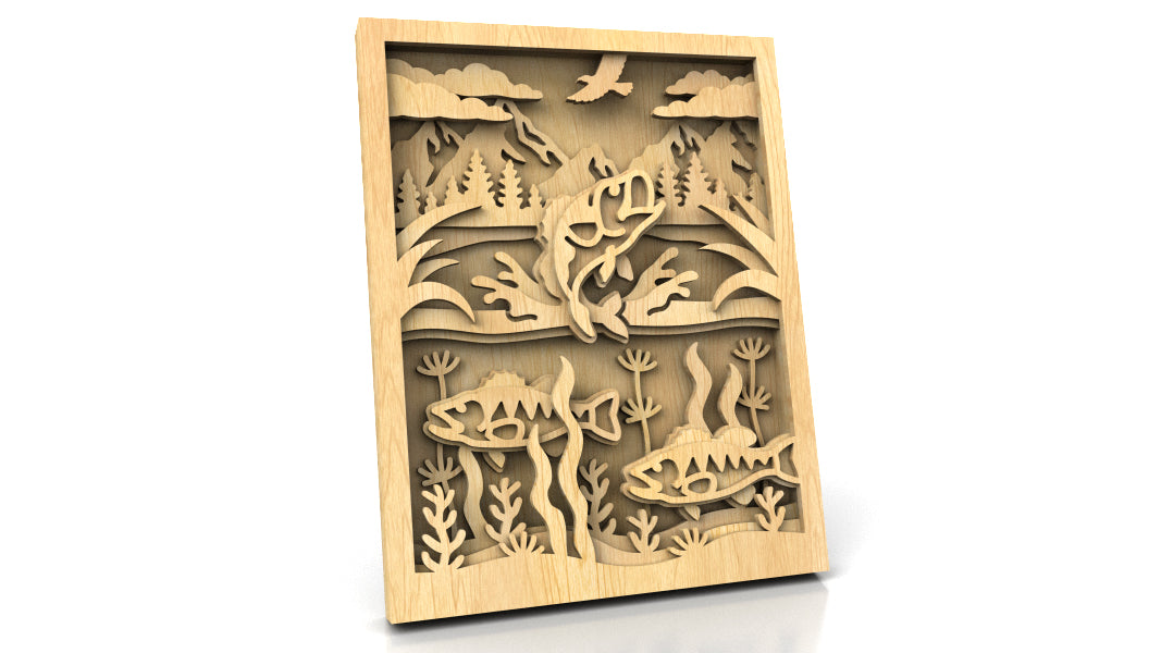 C258-Bass Layered Scroll Saw Pattern - Alex Fox Patterns