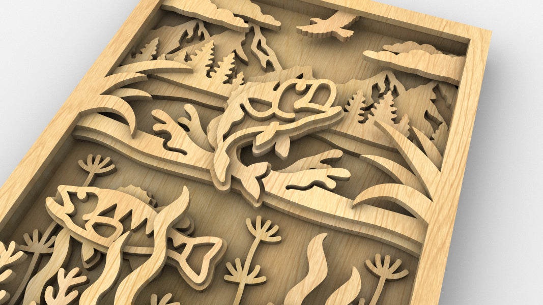 C258-Bass Layered Scroll Saw Pattern - Alex Fox Patterns