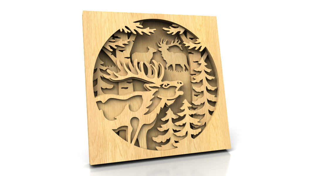 C260-Deer Layered Scroll Saw Pattern - Alex Fox Patterns