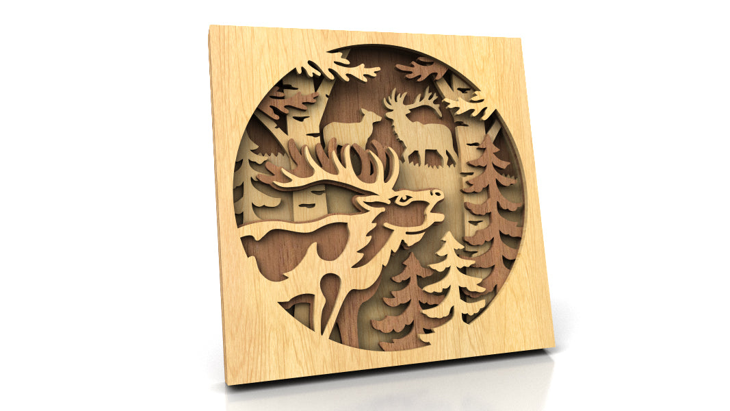 C260-Elk Layered Scroll Saw Pattern - Alex Fox Patterns