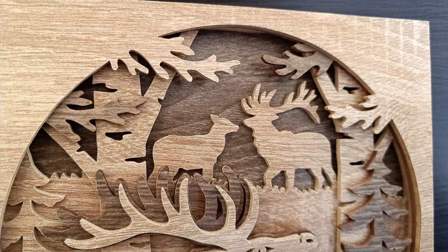 C260-Elk Layered Scroll Saw Pattern - Alex Fox Patterns