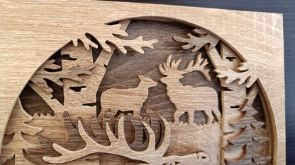 C260-Elk Layered Scroll Saw Pattern - Alex Fox Patterns