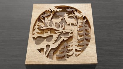 C260-Elk Layered Scroll Saw Pattern - Alex Fox Patterns