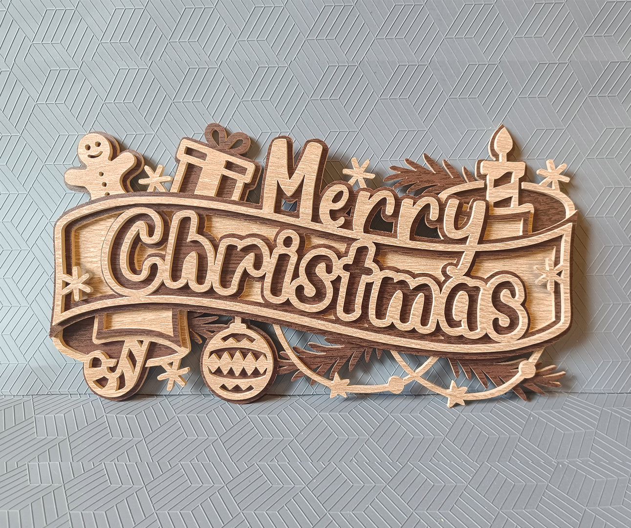 C271-Merry Christmas Layered Scroll Saw Pattern - Alex Fox Patterns