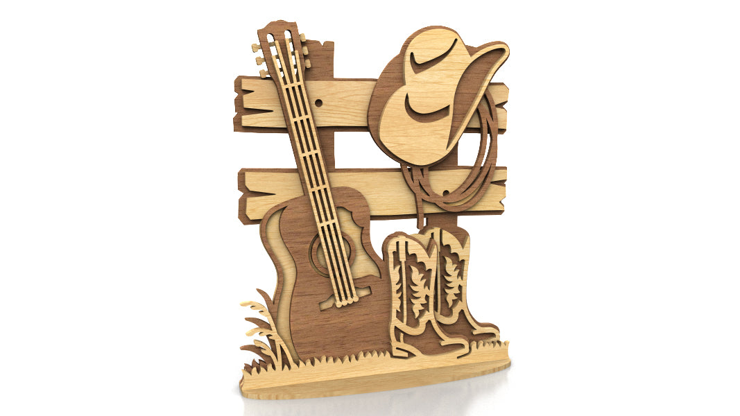 C278-Country Music Layered Scroll Saw Pattern - Alex Fox Patterns
