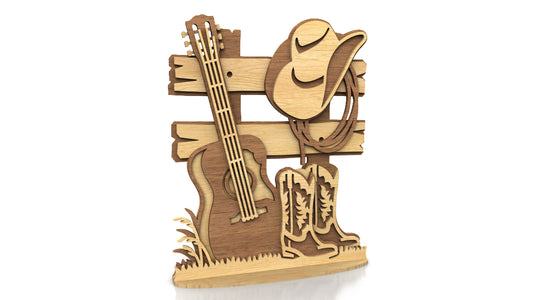 C278-Country Music Layered Scroll Saw Pattern - Alex Fox Patterns
