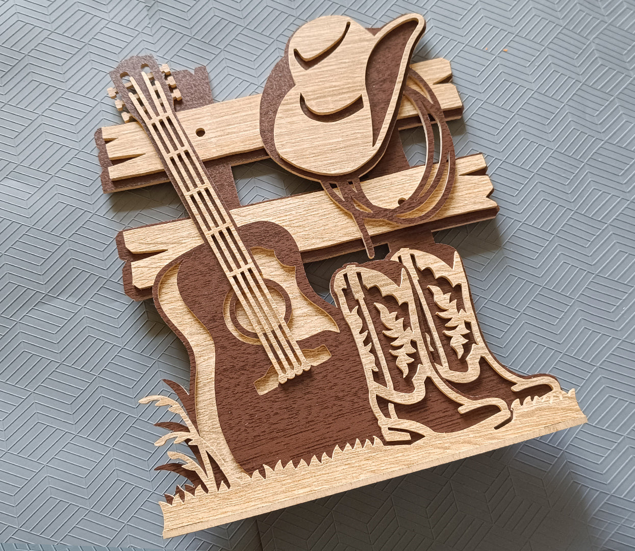 C278-Country Music Layered Scroll Saw Pattern - Alex Fox Patterns