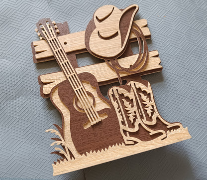 C278-Country Music Layered Scroll Saw Pattern - Alex Fox Patterns