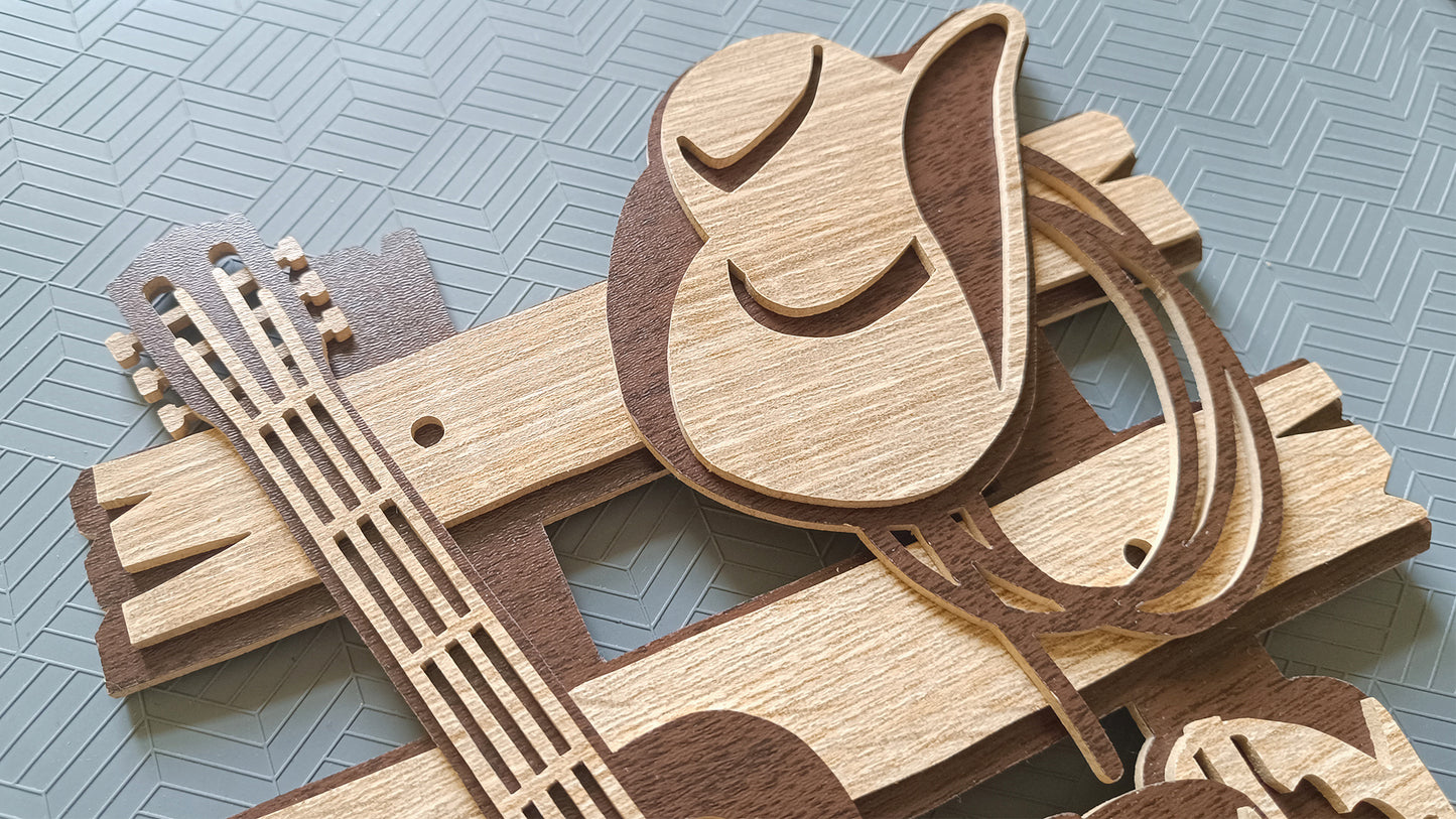 C278-Country Music Layered Scroll Saw Pattern - Alex Fox Patterns