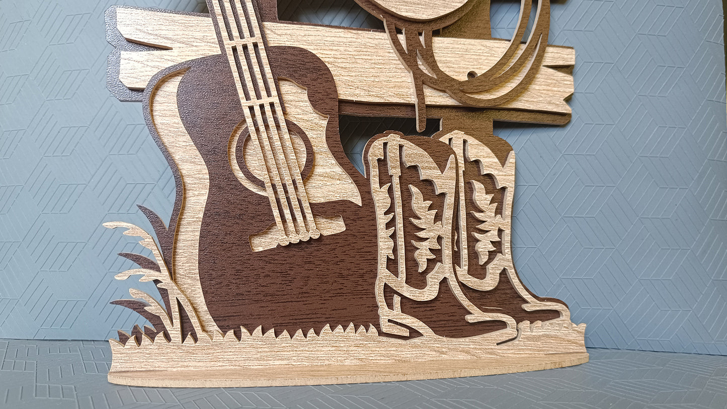 C278-Country Music Layered Scroll Saw Pattern - Alex Fox Patterns