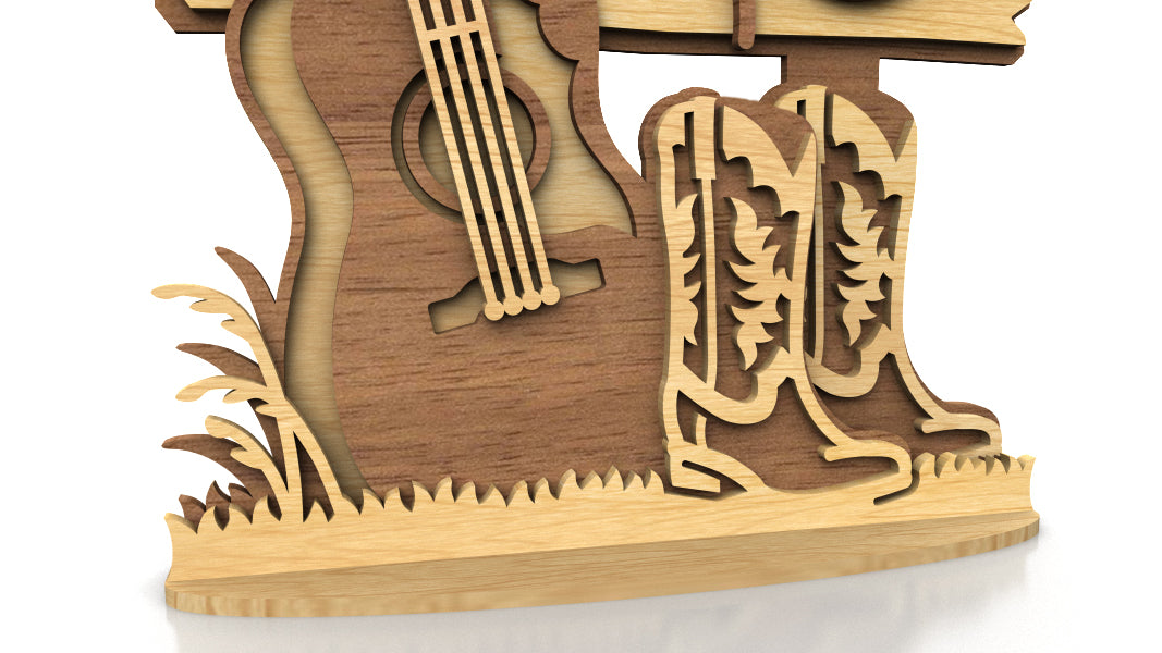 C278-Country Music Layered Scroll Saw Pattern - Alex Fox Patterns