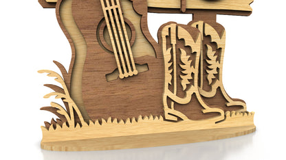 C278-Country Music Layered Scroll Saw Pattern - Alex Fox Patterns
