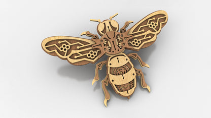 C279-Mechanical Bee Layered Scroll Saw Pattern - Alex Fox Patterns