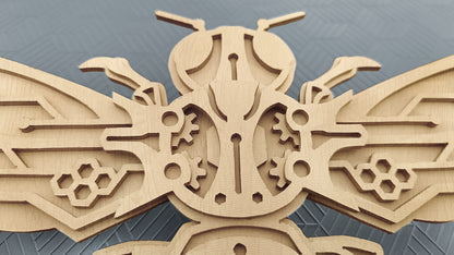 C279-Mechanical Bee Layered Scroll Saw Pattern - Alex Fox Patterns