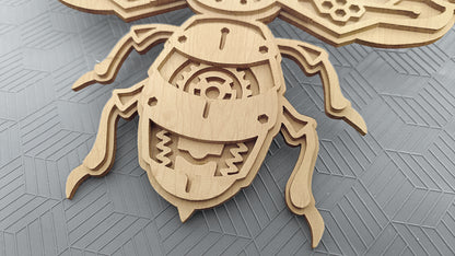 C279-Mechanical Bee Layered Scroll Saw Pattern - Alex Fox Patterns