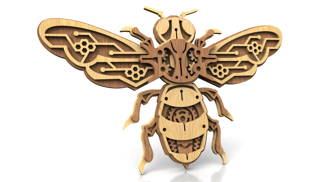 C279-Mechanical Bee Layered Scroll Saw Pattern - Alex Fox Patterns