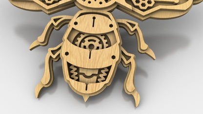 C279-Mechanical Bee Layered Scroll Saw Pattern - Alex Fox Patterns
