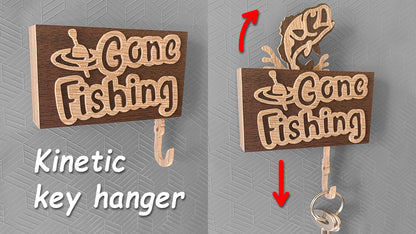 C280-Kinetic Key Hanger Scroll Saw Pattern - Alex Fox Patterns