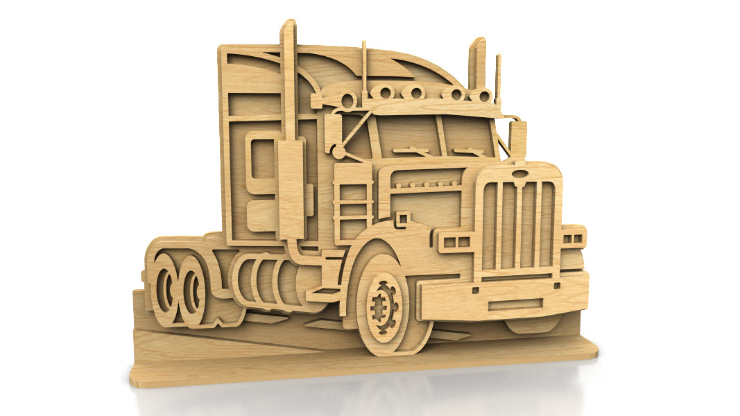 C281-Truck Layered Scroll Saw Pattern - Alex Fox Patterns