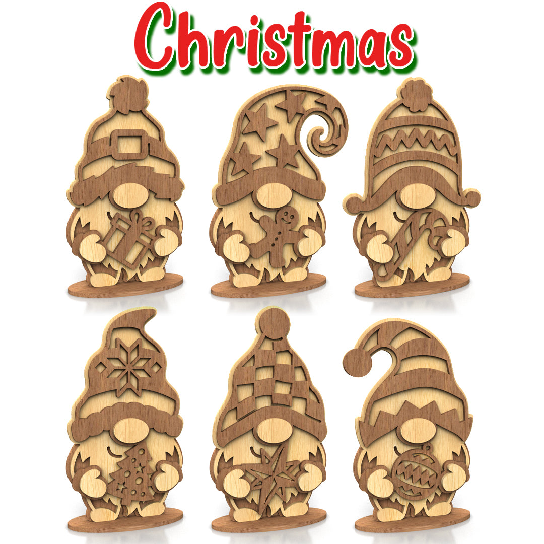 C282-Christmas gnomes  Layered Scroll Saw Patterns — Alex Fox Patterns