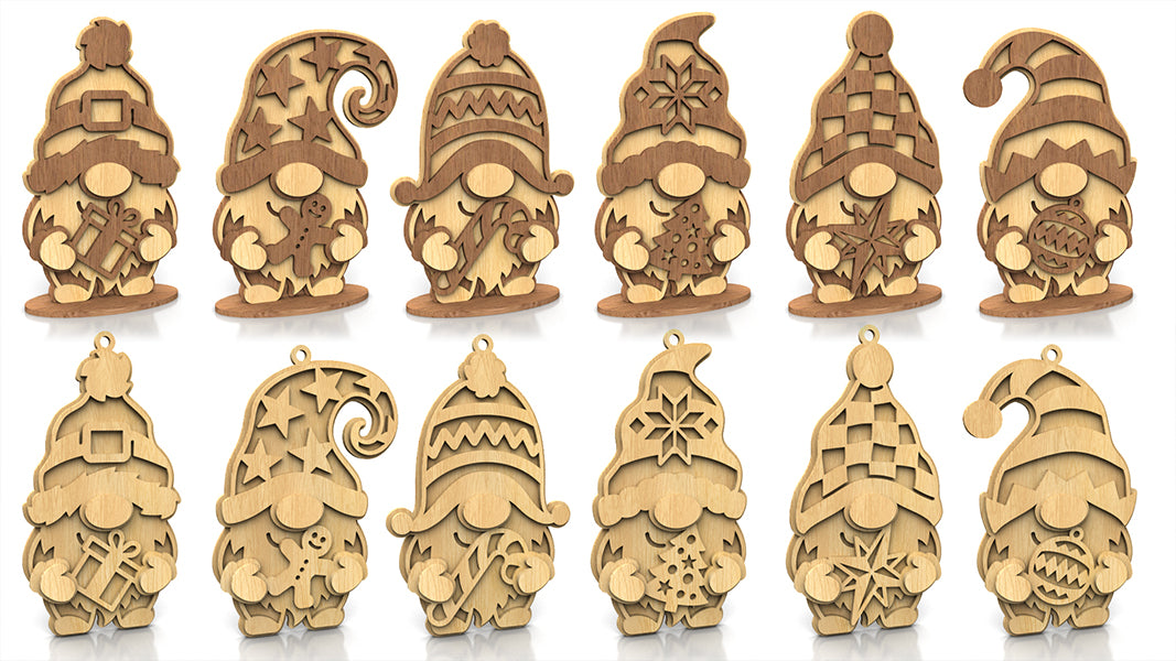 C267-Christmas Gnome Set Layered Scroll Saw Patterns - Alex Fox Patterns