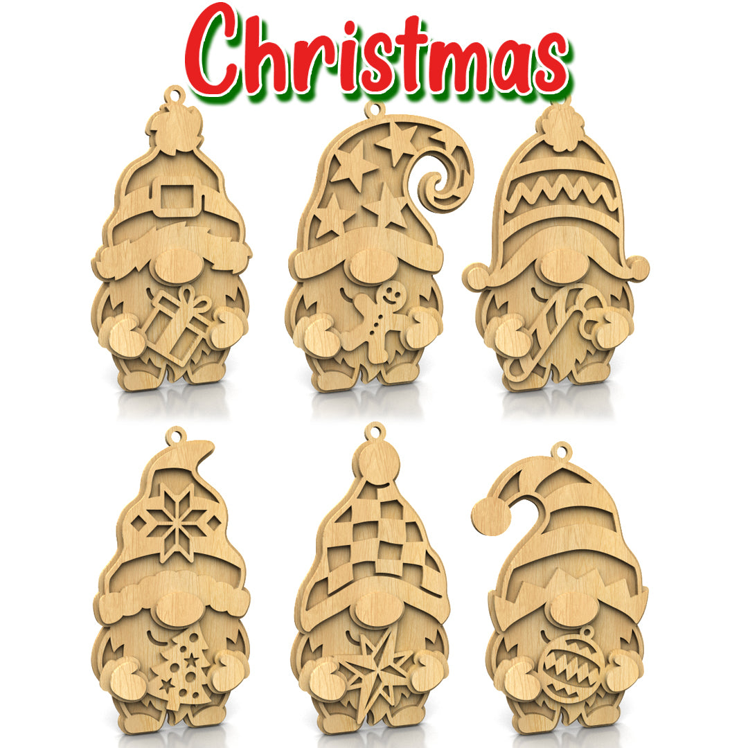 C282-Christmas gnomes  Layered Scroll Saw Patterns — Alex Fox Patterns