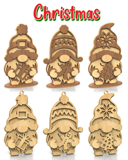 C282-Holiday Gnome Set Layered Scroll Saw Patterns - Alex Fox Patterns