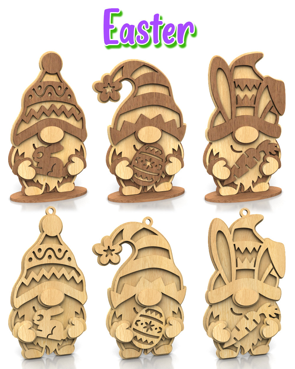 C282-Holiday Gnome Set Layered Scroll Saw Patterns - Alex Fox Patterns