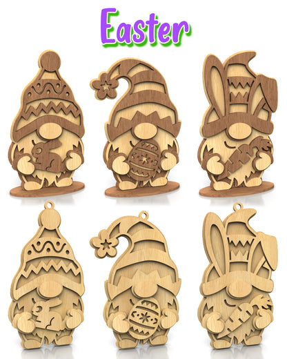 C282-Holiday Gnome Set Layered Scroll Saw Patterns - Alex Fox Patterns