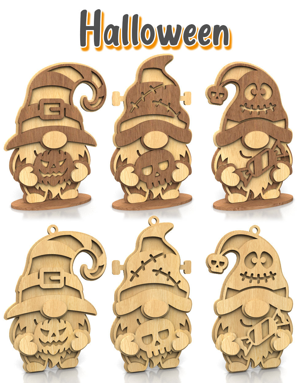 C282-Holiday Gnome Set Layered Scroll Saw Patterns - Alex Fox Patterns