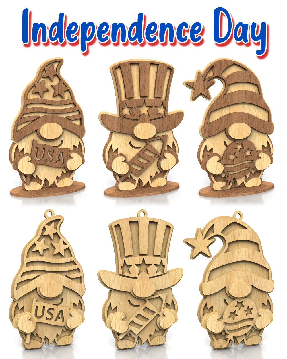 C282-Holiday Gnome Set Layered Scroll Saw Patterns - Alex Fox Patterns