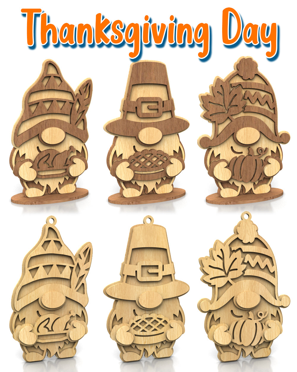C282-Holiday Gnome Set Layered Scroll Saw Patterns - Alex Fox Patterns