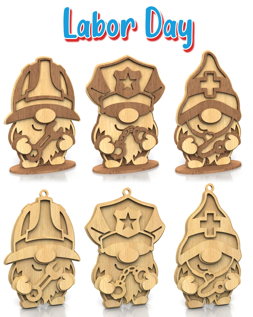 C282-Holiday Gnome Set Layered Scroll Saw Patterns - Alex Fox Patterns