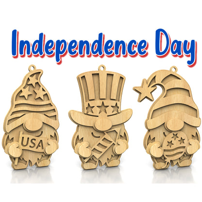 C282-Independence Day gnomes Layered Scroll Saw Patterns — Alex Fox Patterns