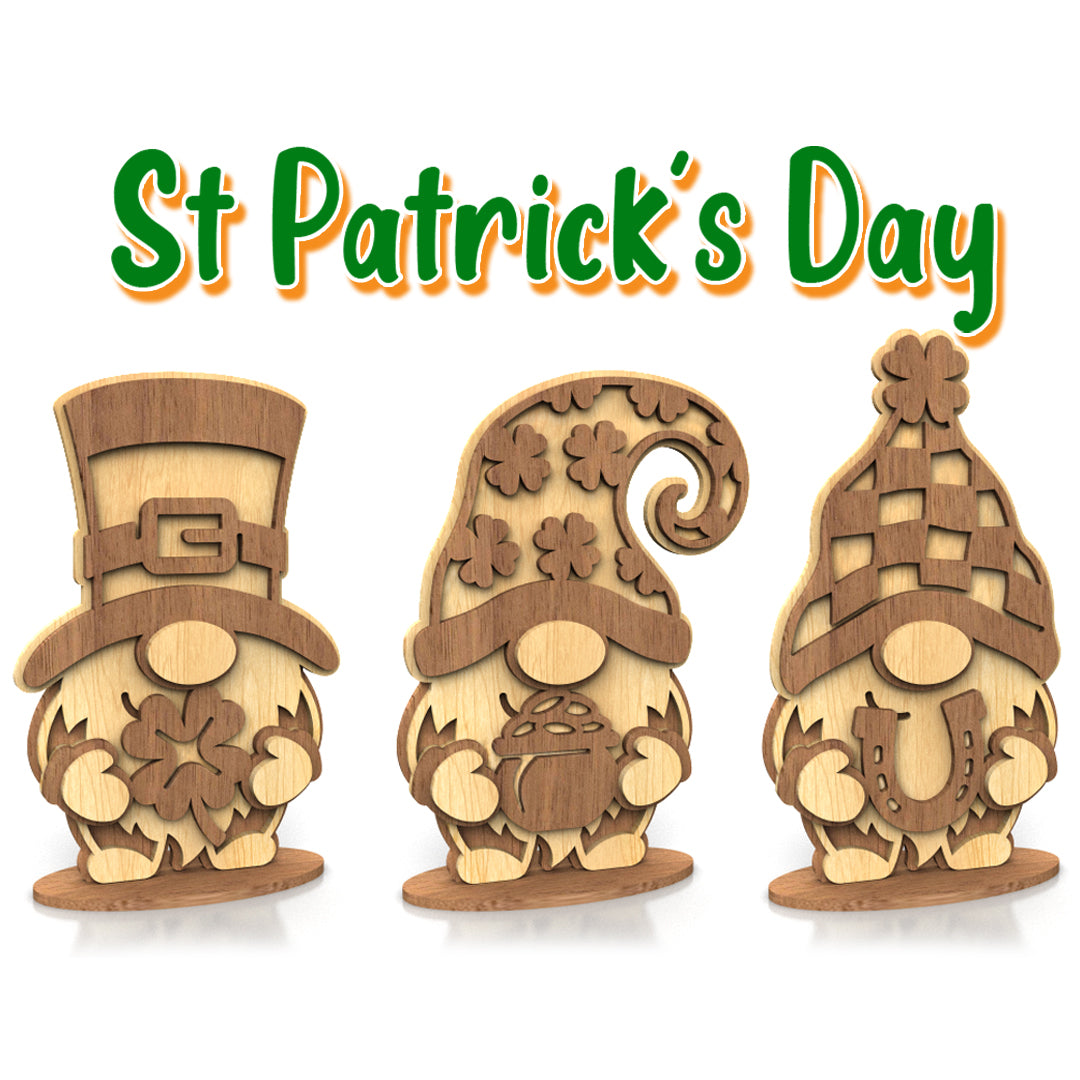 C282-St Patrick's Day gnomes Layered Scroll Saw Patterns — Alex Fox Patterns