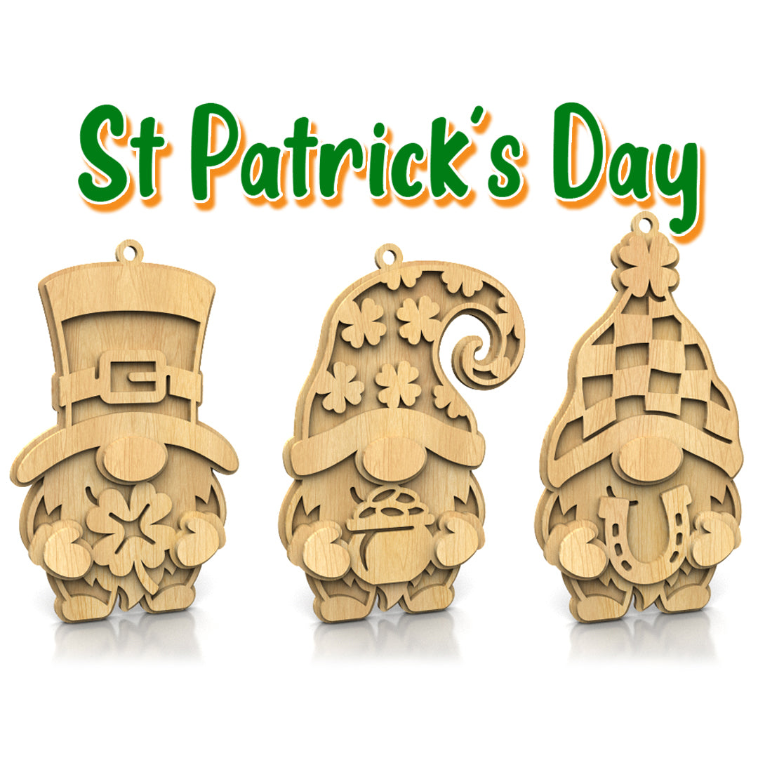 C282-St Patrick's Day gnomes Layered Scroll Saw Patterns — Alex Fox Patterns