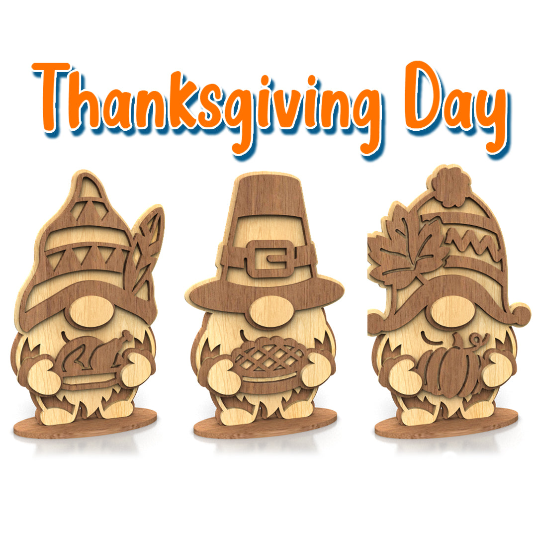 C282-Thanksgiving Day gnomes Scroll Saw Patterns — Alex Fox Patterns
