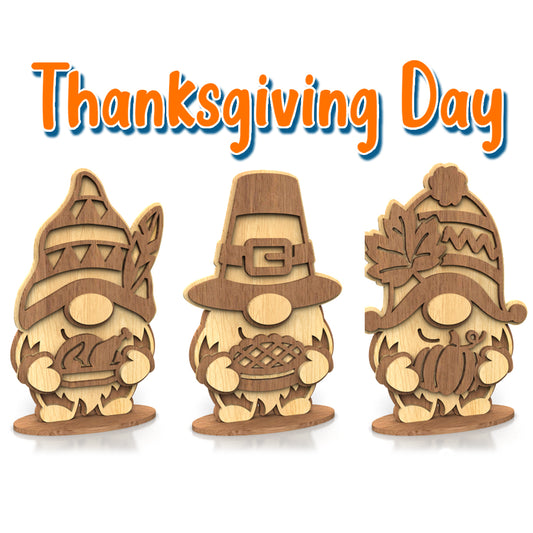 C282-Thanksgiving Day gnomes Scroll Saw Patterns — Alex Fox Patterns