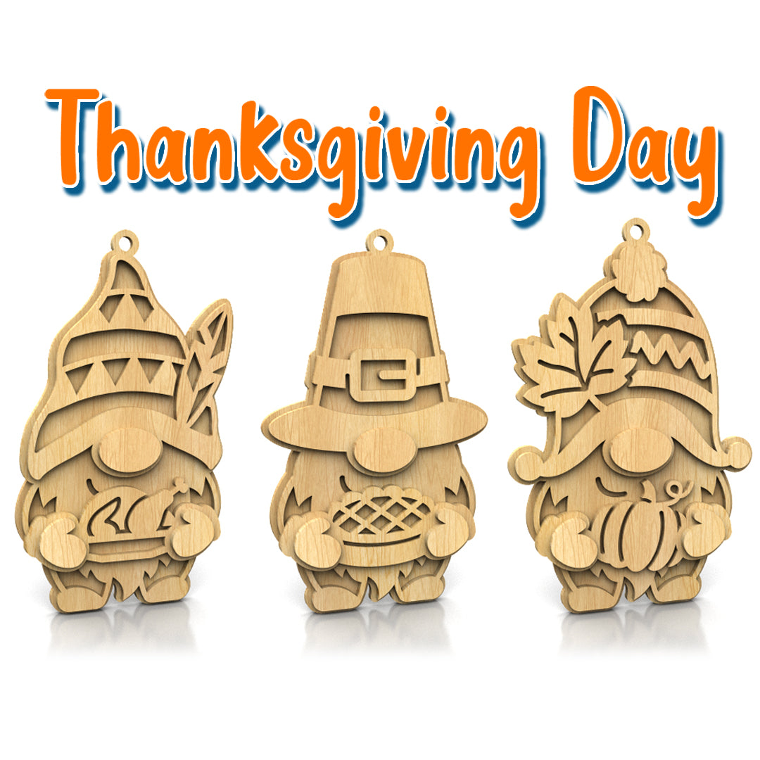 C282-Thanksgiving Day gnomes Scroll Saw Patterns — Alex Fox Patterns