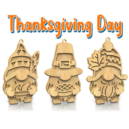 C282-Thanksgiving Day gnomes Scroll Saw Patterns — Alex Fox Patterns