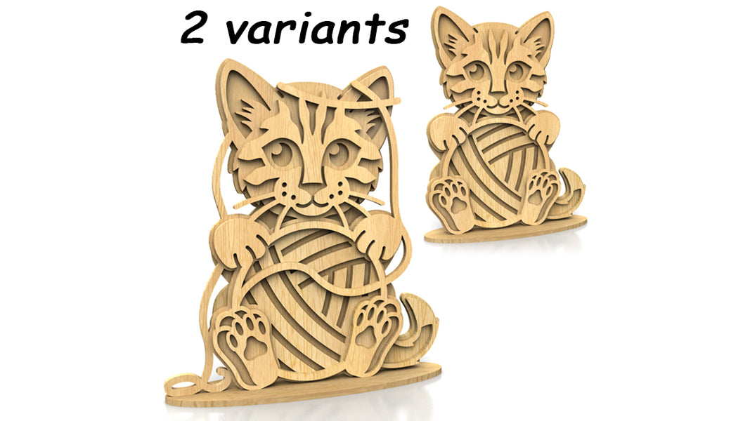 C283-Kitten Layered Scroll Saw Pattern - Alex Fox Patterns